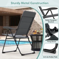 Tangkula 4-Piece Adjustable Reclining Patio Folding Chairs with Padded Seats 14 Tangkula 4-Piece Adjustable Reclining Patio Folding Chairs with Padded Seats -Tangkula Shop GUEST bef3773c dd93 4be4 8e96 0295f2491beb 1