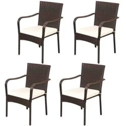 Tangkula 4 PCS Stackable Rattan Outdoor Dining Chairs with Waterproof Cushions -Tangkula Shop GUEST bf1c9bc9 73c1 4f01 bbb6 3e89bc4e5171