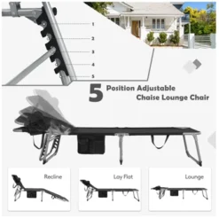 Tangkula Beach Lounge Chair Reclining Chair With 5 Adjustable Positions Detachable Pillow &Hand Ropes Blue/Black/Gray/Turquoise/Beige/Pink -Tangkula Shop GUEST bf29e00f 5abc 45c9 bc29 57036e25329c