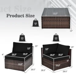 Tangkula 6PCS Wicker Patio Sectional Conversation Furniture Set With Coffee Table & Seat Cushions Navy/Black/Turquoise/Red 14 Tangkula 6PCS Wicker Patio Sectional Conversation Furniture Set With Coffee Table & Seat Cushions Navy/Black/Turquoise/Red -Tangkula Shop GUEST bf4b5104 9c8a 4f01 80dd 4ae490ef5c0d