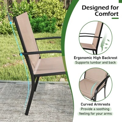 Tangkula Set of 4 Outdoor Dining Chairs with Breathable Fabric & Armrests 7 Tangkula Set of 4 Outdoor Dining Chairs with Breathable Fabric & Armrests - Image 7