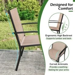 Tangkula Outdoor Dining Chairs Set Of 2 W/ Breathable Fabric Armrests High Back -Tangkula Shop GUEST bf4bd495 a246 4e52 918c 475fdbede351