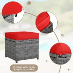 Tangkula 7PCS Rattan Patio Sectional Sofa Set Conversation Set W/ Red Cushions -Tangkula Shop GUEST bf7007fd cd01 4904 a42f ecb8b0ee4b66