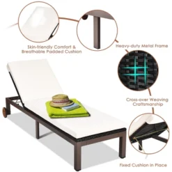 Tangkula 2PCS Patio Adjustable Rattan Recliner Chaise Lounge Chair W/ Cushion Wheels 14 Tangkula 2PCS Patio Adjustable Rattan Recliner Chaise Lounge Chair W/ Cushion Wheels -Tangkula Shop GUEST bf79c347 85e6 4f69 9aeb 302b74b8896b