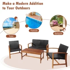 Tangkula 4-Piece Patio Conversation Set with Acacia Wood and PE Rattan 13 Tangkula 4-Piece Patio Conversation Set with Acacia Wood and PE Rattan -Tangkula Shop GUEST bf9b0e54 71fc 49f8 a6b5 65fbe726df22 1