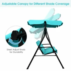 Tangkula Blue Outdoor Swing Canopy Patio Swing Chair 2-Person Canopy Hammock -Tangkula Shop GUEST c01509ed 900b 4e3f 81f0 4b9c003d0ef8