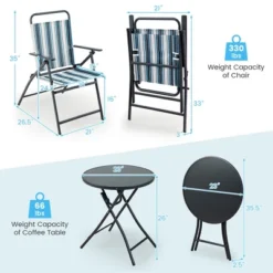 Tangkula 3-Piece Patio Folding Bistro Set with Glass Round Table 14 Tangkula 3-Piece Patio Folding Bistro Set with Glass Round Table -Tangkula Shop GUEST c0629984 b77e 46fe b39a fb852bfceab5