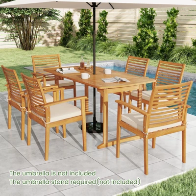 Tangkula Outdoor Wooden Dining Table For 4-6 71" Acacia Wood Table 3 Tangkula Outdoor Wooden Dining Table For 4-6 71" Acacia Wood Table - Image 3
