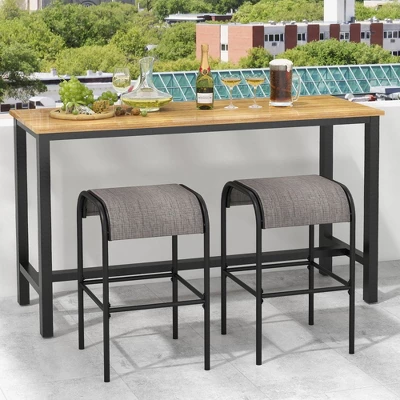 Tangkula 3-Piece Patio Dining Set W/ Umbrella Hole Metal Frame & Breathable Fabric Seat 1 Tangkula 3-Piece Patio Dining Set W/ Umbrella Hole Metal Frame & Breathable Fabric Seat
