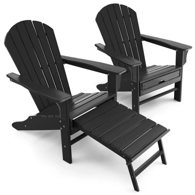 Tangkula 2PCS HDPE Adirondack Chair W/Ergonomic Design&Ottoman Outdoor Lounge Armchair Chair For Yard&Patio Black/Coffee/Grey/Turquoise/White 6 Tangkula 2PCS HDPE Adirondack Chair W/Ergonomic Design&Ottoman Outdoor Lounge Armchair Chair For Yard&Patio Black/Coffee/Grey/Turquoise/White - Image 6