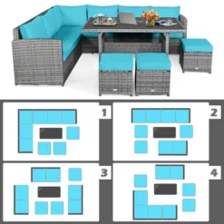 Tangkula 7-Piece Rattan Patio Sectional Sofa Set with Turquoise Cushions -Tangkula Shop GUEST c11817ec 99ad 44cd 83e1 e4b99b6dabeb