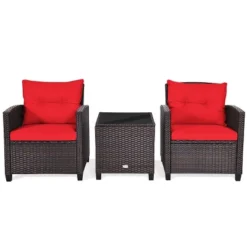 Tangkula 3-Piece Outdoor Wicker Conversation Set with Plush Cushions -Tangkula Shop GUEST c12a0f55 0ddb 49b8 a32a e235e63c4683