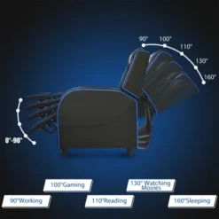 Tangkula PU Leather Gaming Recliner Chair Single Massage Lounge Sofa W/ Lumbar Cushion Blue -Tangkula Shop GUEST c1523763 57c7 400a ad3b 1d035e22d9ff