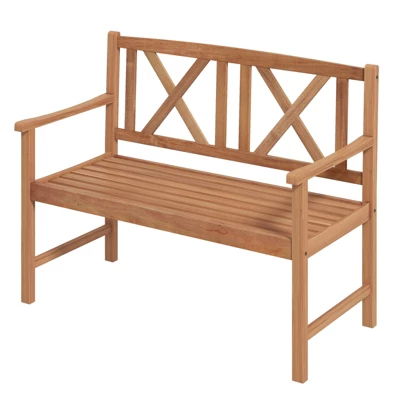 Tangkula 2-Person Acacia Wood Bench Outdoor Slats Loveseat Chair With Armrest Backrest Sturdy Frame 800lbs Load Capacity 9 Tangkula 2-Person Acacia Wood Bench Outdoor Slats Loveseat Chair With Armrest Backrest Sturdy Frame 800lbs Load Capacity - Image 9
