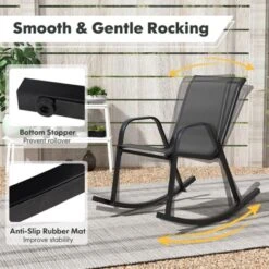 Tangkula 2 PCS Patio Rocking Chair Outdoor Ergonomic Rockers W/ Breathable Fabric Seat