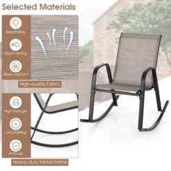 Tangkula Set Of 2 Metal Rocking Chair Heavy-Duty Rocker Outdoor Anti-Slip Brown Patio -Tangkula Shop GUEST c1afc739 ca25 4574 a8cd f3216152d0e4