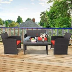 Tangkula 4-Piece Weather-Resistant Rattan Patio Furniture Set with Red Cushions 8 Tangkula 4-Piece Weather-Resistant Rattan Patio Furniture Set with Red Cushions -Tangkula Shop GUEST c1e49974 cae5 4588 8fca 87989e7d2aa4