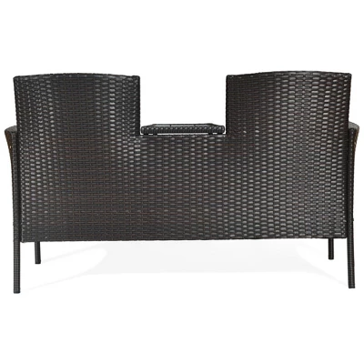Tangkula Outdoor Patio Rattan Wicker Conversation Set with Built-in Table 3 Tangkula Outdoor Patio Rattan Wicker Conversation Set with Built-in Table - Image 3