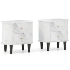 Tangkula 2PCS Nightstand W/ 2 Drawers Faux Marble Bedside Table For Small Space -Tangkula Shop GUEST c26f43a9 f974 4c94 93f9 d0dfa7040a69