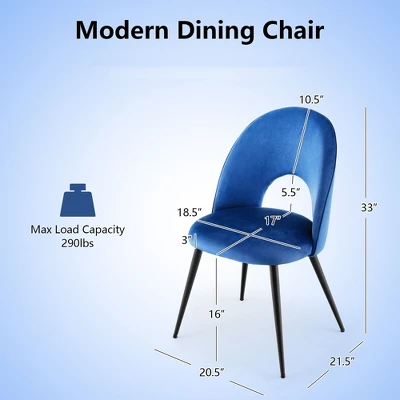 Tangkula Dining Chair Set Of 4 Velvet Upholstered Side Chair W/ Metal Base For Living Room 8 Tangkula Dining Chair Set Of 4 Velvet Upholstered Side Chair W/ Metal Base For Living Room - Image 8