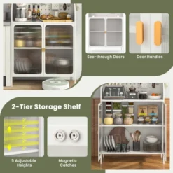 Tangkula 5-Tier Metal Baker's Rack Kitchen Pantry Cabinet W/ See-through Flip-up Door Pegboard Adjustable Shelf White 12 Tangkula 5-Tier Metal Baker's Rack Kitchen Pantry Cabinet W/ See-through Flip-up Door Pegboard Adjustable Shelf White -Tangkula Shop GUEST c2cd7e49 3953 44de b5c8 5973e398caea