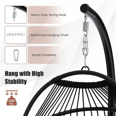 Tangkula Swing Egg Chair Hanging Basket Chair W/Stand Waterproof Cover & Cushion 7 Tangkula Swing Egg Chair Hanging Basket Chair W/Stand Waterproof Cover & Cushion - Image 7