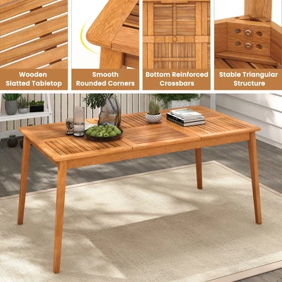 Tangkula 67” Outdoor Acacia Wood Dining Table - 6-Person Rectangular Patio Table with Umbrella Hole 5 Tangkula 67” Outdoor Acacia Wood Dining Table - 6-Person Rectangular Patio Table with Umbrella Hole - Image 5