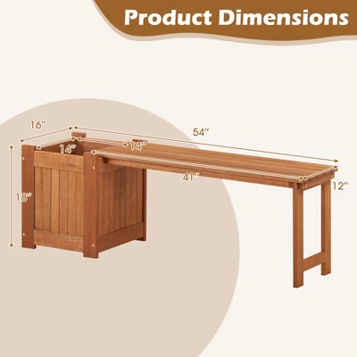 Tangkula 2-in-1 Wooden Garden Bench with Integrated Planter Box 8 Tangkula 2-in-1 Wooden Garden Bench with Integrated Planter Box - Image 8