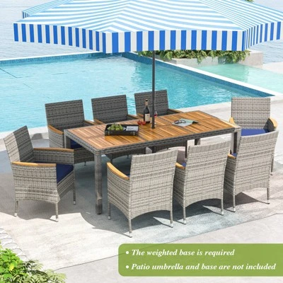 Tangkula 9 Pieces Patio PE Wicker Dining Set Outdoor Acacia Wood Table & Chairs 2 Tangkula 9 Pieces Patio PE Wicker Dining Set Outdoor Acacia Wood Table & Chairs - Image 2
