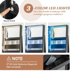 Tangkula 360° Rotating Mirrored Jewelry Cabinet Armoire 3 Color LED Modes Lockable Black -Tangkula Shop GUEST c3f4bf2d 11a3 491f 88da 7674925be5b9