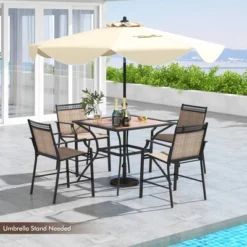 Tangkula Patio Table For 4 People W/ Umbrella Hole Wood-Like Tabletop Metal Support Legs -Tangkula Shop GUEST c3ffa053 4e3e 4184 99b7 0c338ecc9c28