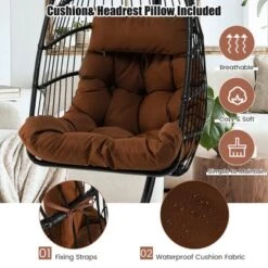 Tangkula Swing Egg Chair Hanging Basket Chair W/Stand Waterproof Cover & Cushion 12 Tangkula Swing Egg Chair Hanging Basket Chair W/Stand Waterproof Cover & Cushion -Tangkula Shop GUEST c4228069 54b1 4577 a75a 992e54765dde