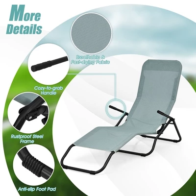 Tangkula 2 PCS Outdoor Chaise Lounge Folding Stacking Reclining Chairs 6 Tangkula 2 PCS Outdoor Chaise Lounge Folding Stacking Reclining Chairs - Image 6
