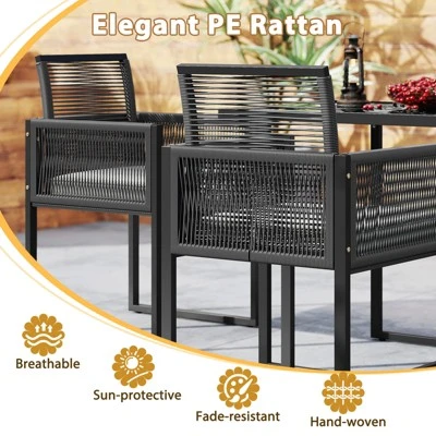 Tangkula 3-Piece Space-Saving Outdoor Wicker Bistro Set with Cushions 5 Tangkula 3-Piece Space-Saving Outdoor Wicker Bistro Set with Cushions - Image 5