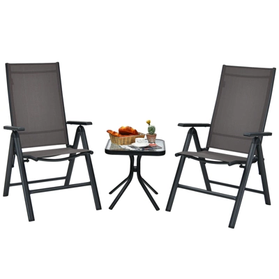 Tangkula 4 Pack Folding Patio Dining Chairs, 7-Position Adjustable Reclining Gray 6 Tangkula 4 Pack Folding Patio Dining Chairs, 7-Position Adjustable Reclining Gray - Image 6