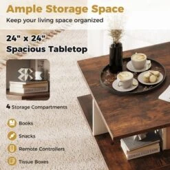 Tangkula 2-Tier Square Coffee Table 24" Living Room Center Table With 4 Storage Compartments 10 Tangkula 2-Tier Square Coffee Table 24" Living Room Center Table With 4 Storage Compartments -Tangkula Shop GUEST c5175891 6d30 49a0 ab81 aaa8cf05128f