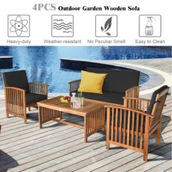 Tangkula 4PCS Patio Acacia Wood Sofa Set Conversation Couch Coffee Table With Cushions 15 Tangkula 4PCS Patio Acacia Wood Sofa Set Conversation Couch Coffee Table With Cushions -Tangkula Shop GUEST c533f01f 198c 4296 ac46 d2368d5c7b17