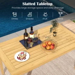Tangkula 35.5"x20" Outdoor Teak Wood Coffee Table W/ Slatted Tabletop Patio Furniture -Tangkula Shop GUEST c54eb484 404f 473d bb5f f4f2a8c1bbab