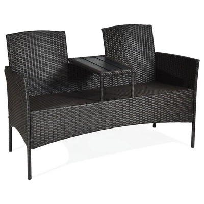 Tangkula Outdoor Patio Rattan Wicker Conversation Set with Built-in Table 4 Tangkula Outdoor Patio Rattan Wicker Conversation Set with Built-in Table - Image 4