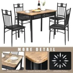 Tangkula 5 Piece Dining Set Wood Metal Table And Chairs Kitchen Furniture Black 9 Tangkula 5 Piece Dining Set Wood Metal Table And Chairs Kitchen Furniture Black -Tangkula Shop GUEST c5696d22 e8c1 4015 aaa9 c0424d37f84e