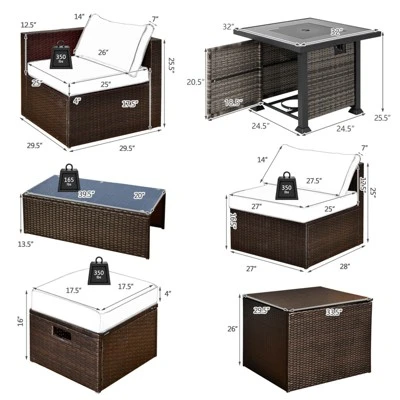 Tangkula 9-Piece Patio Furniture Set with 50,000 BTU Fire Pit Table 5 Tangkula 9-Piece Patio Furniture Set with 50,000 BTU Fire Pit Table - Image 5