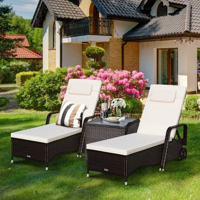 Tangkula 2-Piece Adjustable Wicker Patio Lounge Set with Cushions and Wheels 3 Tangkula 2-Piece Adjustable Wicker Patio Lounge Set with Cushions and Wheels - Image 3