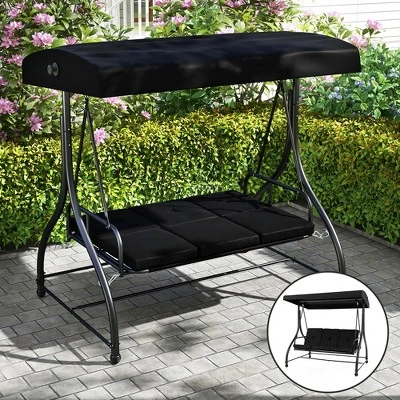 Tangkula 3-Seat Converting Patio Swing Chair and Porch Bed with Adjustable Canopy 3 Tangkula 3-Seat Converting Patio Swing Chair and Porch Bed with Adjustable Canopy - Image 3