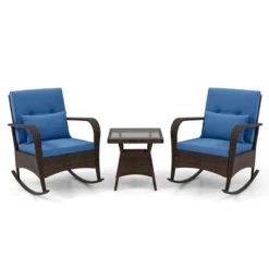Tangkula 3 Piece Outdoor Rocking Set Rattan Rocker Chairs W/ Tempered Glass Coffee Table 18 Tangkula 3 Piece Outdoor Rocking Set Rattan Rocker Chairs W/ Tempered Glass Coffee Table -Tangkula Shop GUEST c5c2f1cd 4028 4ab6 8184 7631cfdf6f20