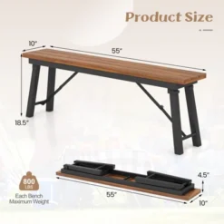 Tangkula Outdoor Folding Bench Set Of 2 55 Inches Long 2-3 Person Acacia Wood Backless Patio Dining Bench -Tangkula Shop GUEST c5c7ee79 aead 48e5 8b00 6938a3e97d71