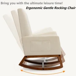 Tangkula Mid Century Rocking Chair Comfortable Rocker Modern High Back Armchair Beige 11 Tangkula Mid Century Rocking Chair Comfortable Rocker Modern High Back Armchair Beige -Tangkula Shop GUEST c62260d9 4cef 4391 b9c0 0de1cb809e75