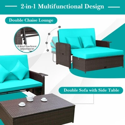 Tangkula Rattan Loveseat Set Daybed Lounge Storage Ottoman Side Tables Adjust Patio 1 Tangkula Rattan Loveseat Set Daybed Lounge Storage Ottoman Side Tables Adjust Patio
