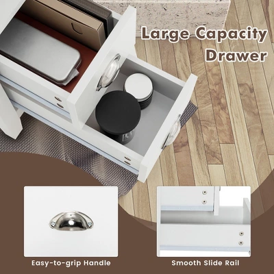 Tangkula 2PCS Nightstand Side End Sofa Table W/ 2 Drawers For Living Room Bedroom White 7 Tangkula 2PCS Nightstand Side End Sofa Table W/ 2 Drawers For Living Room Bedroom White - Image 7