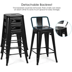 Tangkula Set Of 4 Metal Bar Stools 24" Industrial Chair Low Back Black -Tangkula Shop GUEST c68aea35 f6aa 4517 8b4a d62b27803ec2