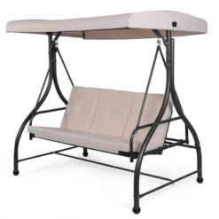 Tangkula 3 Person Porch Swing Hammock Bench Chair Outdoor With Canopy Turquoise/Beige/ Black/Brown/Wine Red -Tangkula Shop GUEST c705b040 46ad 45dc 83ca ef8197789ec2